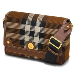 Burberry Note Exaggerated Check Clutch Bag Birch Brown